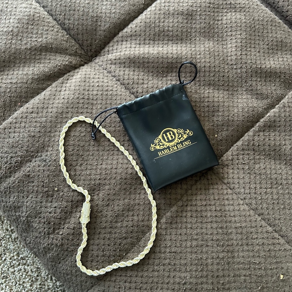 Harlem Bling 14K gold over Stainless Steel Rope Chain Necklace